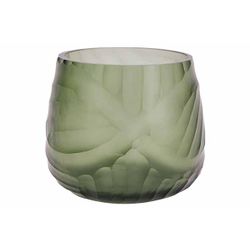 Cosy @ Home Theelichthouder Engraved Groen 9x9xh9cm Rond Glas 