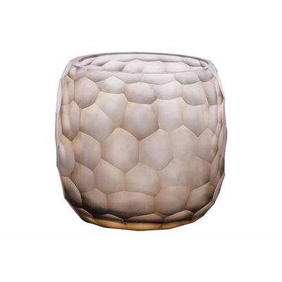 Theelichthouder Engraved Facet Beige 9x9 Xh9cm Rond Glas  Cosy @ Home