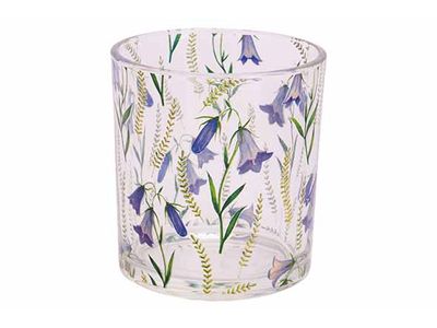 Theelichthouder Purple Flowers Transpara Nt 7x7xh8cm Glas