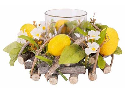 Theelichthouder Lemons Natuur 16x9xh16cm  Hout