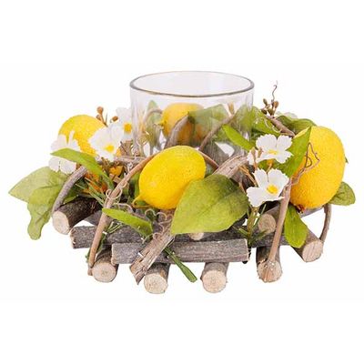 Theelichthouder Lemons Natuur 16x9xh16cm  Hout  Cosy @ Home