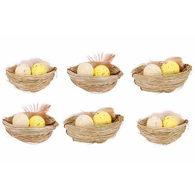 Nest Set6 2 Eggs Natuur 6x6xh2cm   Cosy @ Home