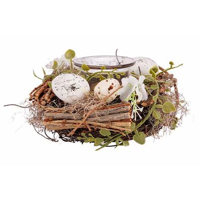 Theelichthouder Speckle Eggs Natuur 17x7 Xh17cm Hout  Cosy @ Home