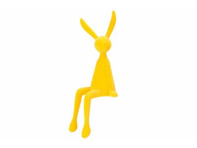 Konijn Flocked Sitting Geel 12x12xh37cm Kunststof