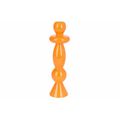 Bougeoir Orange 6x6xh21cm Verre  