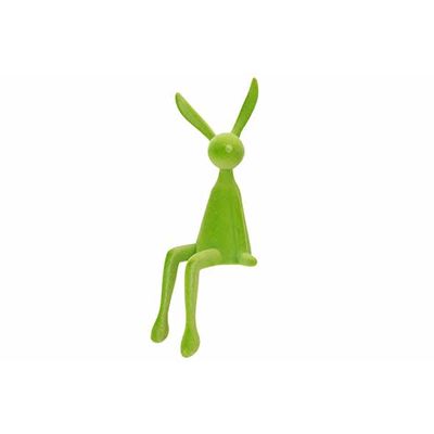 Lapin Flocked Sitting Vert 12x12xh37cm P Lastic  Cosy @ Home