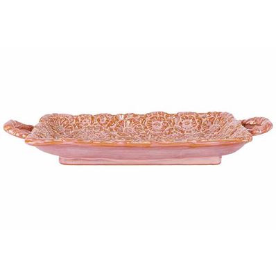 Coupelle Flower Vieux Rose 29x12xh3cm Re Ctangulaire Ceramique 