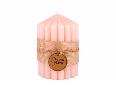 Kaars Ribble Lichtroze 7x7xh10cm Langwer Pig Kaars