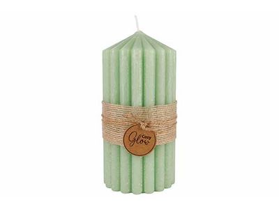 Kaars Ribble Groen 7x7xh14cm Langwerpig Kaars