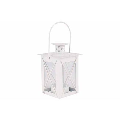 Theelichthouder Lantern Wit 7,5x7,5xh12c M Metaal  Cosy @ Home