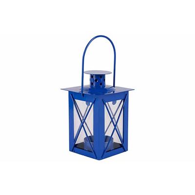 Theelichthouder Lantern Blauw 7,5x7,5xh1 2cm Metaal  Cosy @ Home