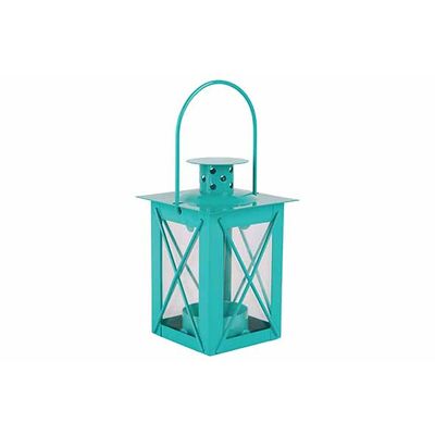 Theelichthouder Lantern Groen 7,5x7,5xh1 2cm Metaal  Cosy @ Home