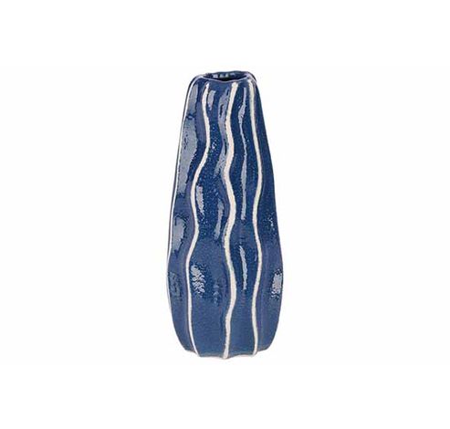 Vase Stripes Bleu 14x14xh25cm Organique Ceramique  Cosy @ Home