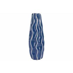 Cosy @ Home Vaas Stripes Blauw 15x15xh41cm Organisch  Keramiek 