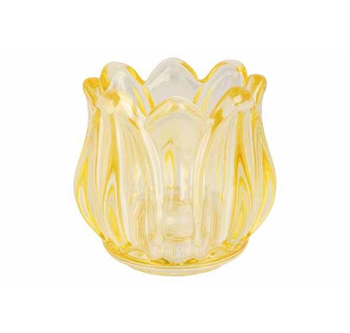 Theelichthouder Tulip Geel 7x7xh7cm Glas   Cosy @ Home