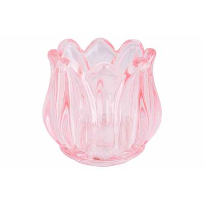 Bougeoir Tulip Rose 7x7xh7cm Verre   Cosy @ Home