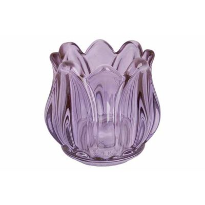 Bougeoir Tulip Violet 7x7xh7cm Verre   Cosy @ Home