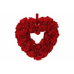 Krans Heart Roses Rood 40x8xh40cm Kunsts Tof 