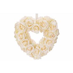 Krans Heart Roses Creme 40x8xh40cm Kunst Stof 