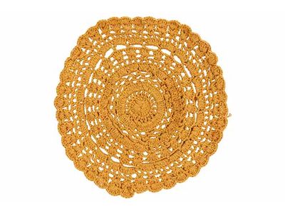 Placemat Crochet Ocre 35x35xh,8cm Rond C Oton