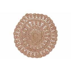 Placemat Crochet Grijs 35x35xh,8cm Rond Katoen 