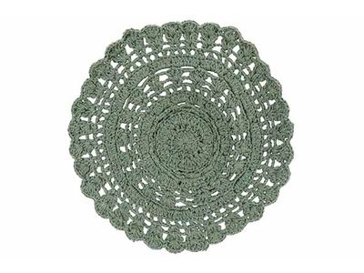 Placemat Crochet Groen 35x35xh,8cm Rond Katoen