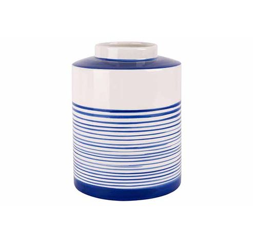 Vaas Stripes Wit Blauw 15x15xh 20cm Rond Keramiek  Cosy @ Home