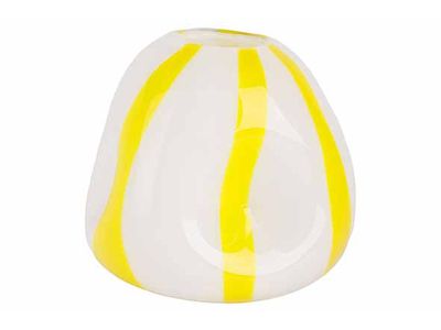 Vase Stripes Jaune 21x21xh18cm Rond Verr E