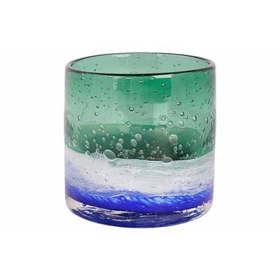 Windlicht Wave Blauwgroen 10x10xh10cm Ro Nd Glas  Cosy @ Home