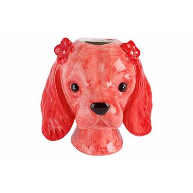 Cachepot Dog Rouge 19x16xh18cm Dolomite  