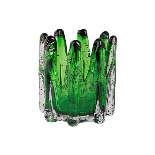 Cosy @ Home Theelichthouder Cactus Groen 15x15xh14cm  Organisch Glas