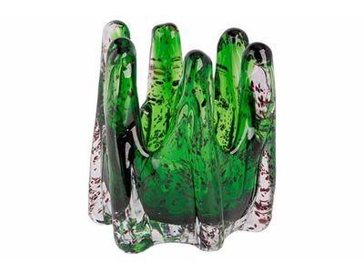 Theelichthouder Cactus Groen 11x11xh12cm  Organisch Glas