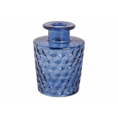 Vase Diamond Bleu 7x7xh10cm Verre  