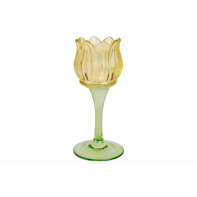 Bougeoir Tulip Jaune 8x8xh17cm Verre   Cosy @ Home