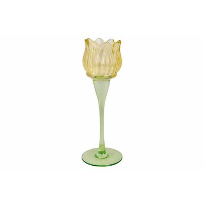 Bougeoir Tulip Jaune 8x8xh19cm Verre   Cosy @ Home