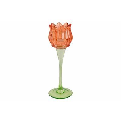 Bougeoir Tulip Orange 8x8xh19cm Verre   Cosy @ Home