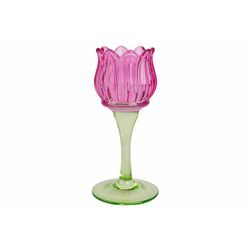 Cosy @ Home Theelichthouder Tulip Fuchsia 8x8xh17cm Glas 