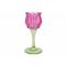 Theelichthouder Tulip Fuchsia 8x8xh17cm Glas 