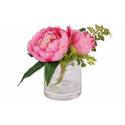 Bouquet Peony In Glass Pot Rose H40cm Fleurs Artificielles  Cosy @ Home