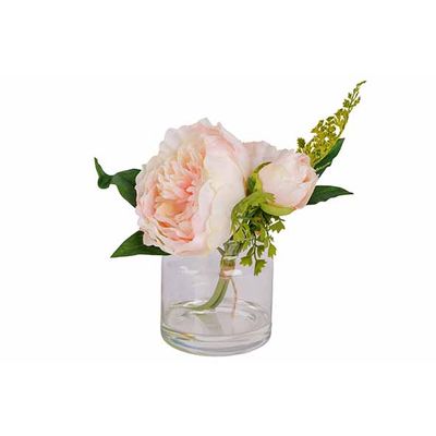 Bouquet Peony In Glass Pot Rose Pale H40 Cm Fleurs Artificielles  Cosy @ Home