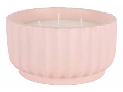 Geurkaars 3 Wicks Lichtroze 14x14xh7,5cm  Rond Cement