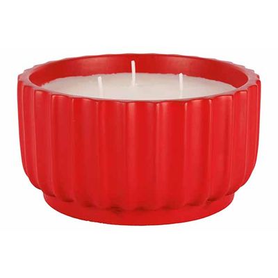 Bougie Parfum 3 Wicks Rouge 14x14xh7,5cm  Rond Ciment  Cosy @ Home