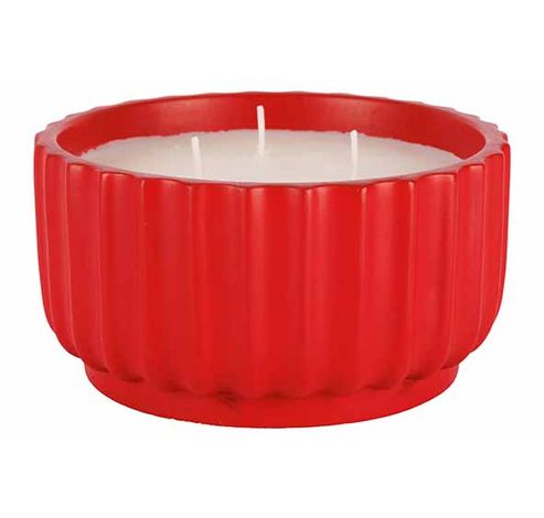 Geurkaars 3 Wicks Rood 14x14xh7,5cm Rond  Cement  Cosy @ Home