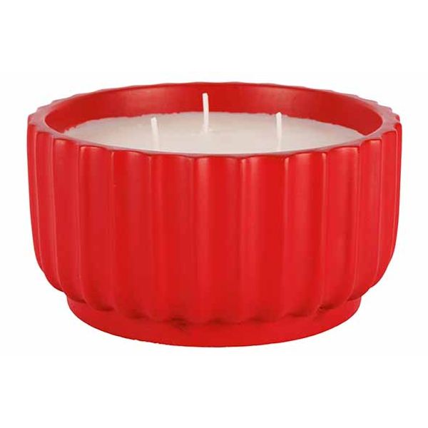 Geurkaars 3 Wicks Rood 14x14xh7,5cm Rond  Cement 