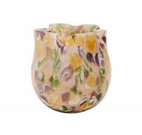 Cachepot Orange Multicolore 15x15xh16cm Rond Verre 