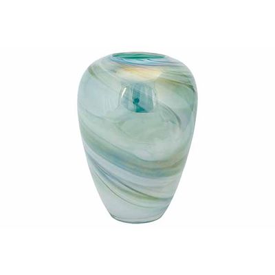 Vaas Wit Blauw 16,5x16,5xh23cm Rond Glas  