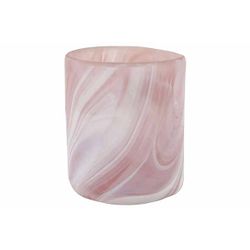 Cosy @ Home Theelichthouder Wave Roze 8x8xh9cm Rond Glas 