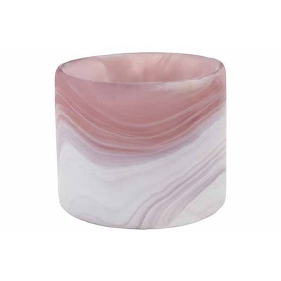 Theelichthouder Wave Roze 9x9xh8cm Rond Glas  Cosy @ Home