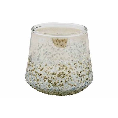 Theelichthouder Clear Stone Foil Groen 9 X9xh9cm Glas  Cosy @ Home