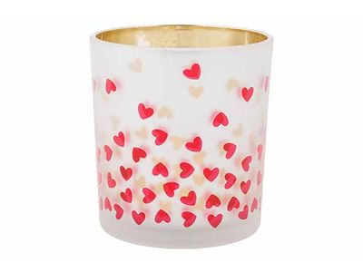 Theelichthouder Red Hearts Wit D7xh8cm G Las